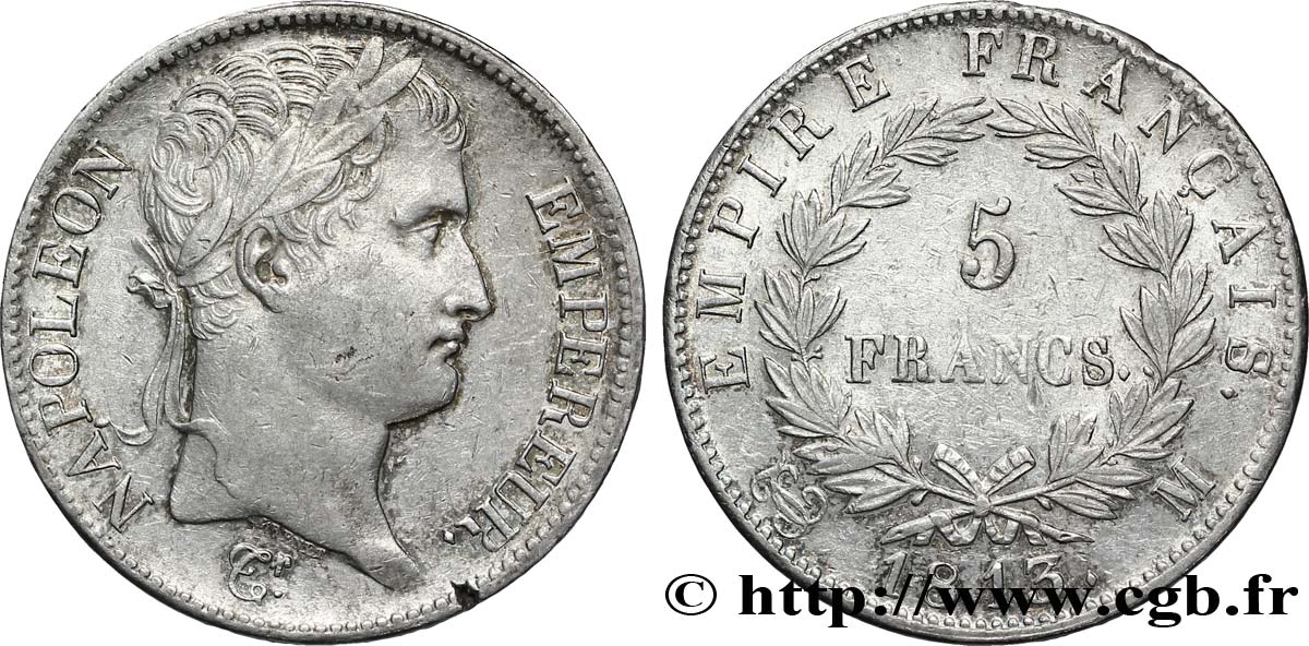 5 francs Napoléon Empereur, Empire français 1813 Toulouse F.307/68 TTB48 