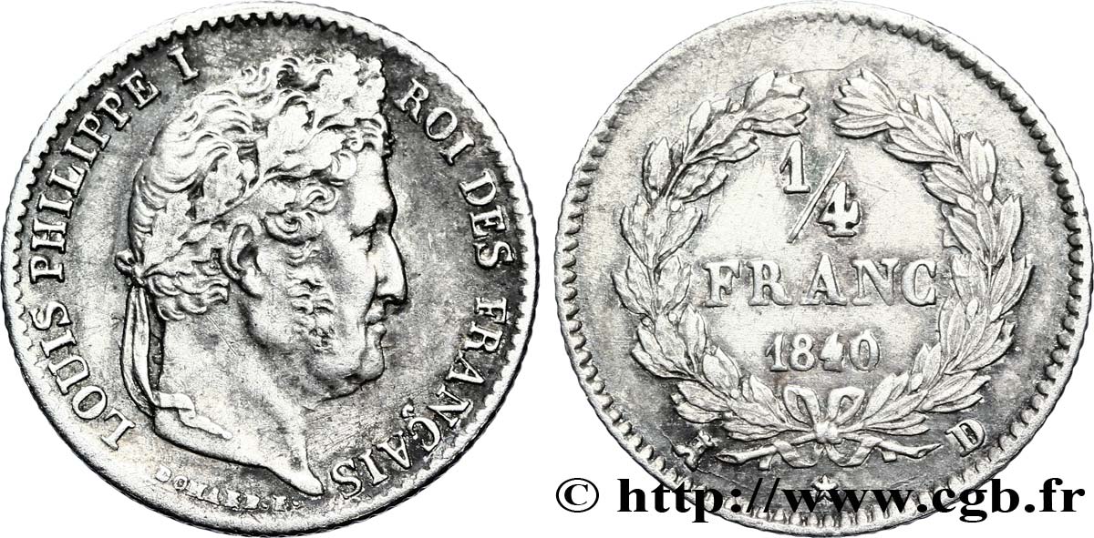 1/4 franc Louis-Philippe 1840 Lyon F.166/82 XF45 