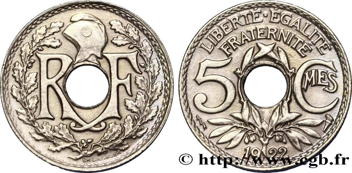 5 centimes Lindauer, petit module 1922 Poissy F.122/5 SUP