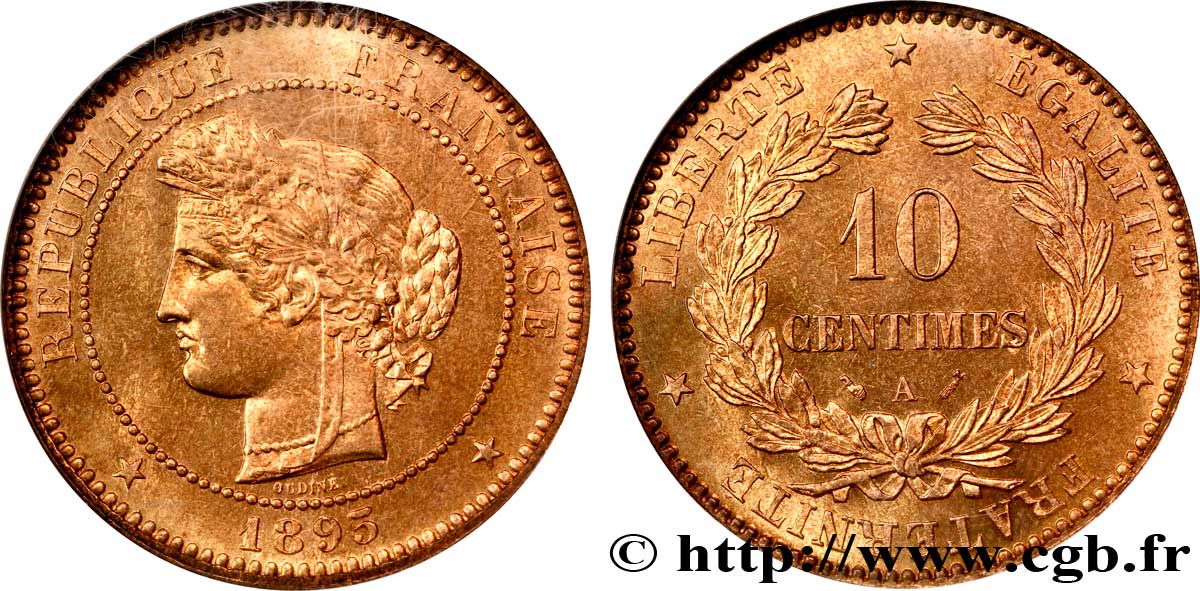 10 centimes Cérès 1895 Paris F.135/40 MS66