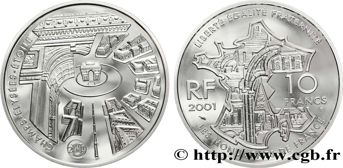 Belle Épreuve 10 francs - Les Champs-Élysées 2001 Paris F./ FDC70