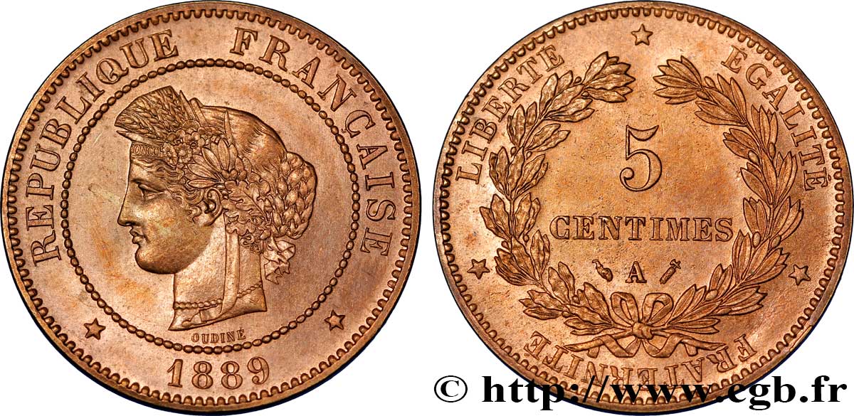 5 centimes Cérès 1889 Paris F.118/31 SUP62 