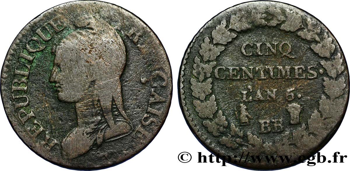 Cinq centimes Dupré, grand module 1798 Strasbourg F.115/38 F15