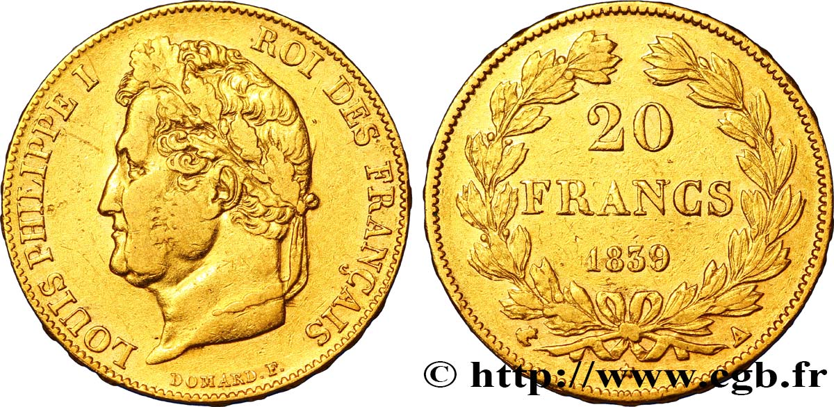 20 francs or Louis-Philippe, Domard 1839 Paris F.527/20 TTB40