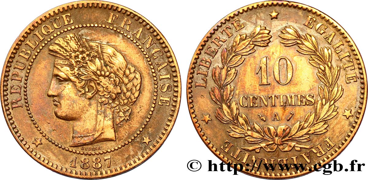 10 centimes Cérès 1887 Paris F.135/31 MBC40