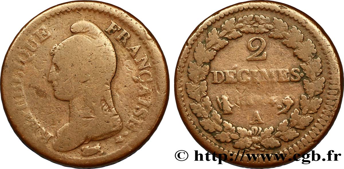 2 décimes Dupré 1796 Paris F.145/1 RC10