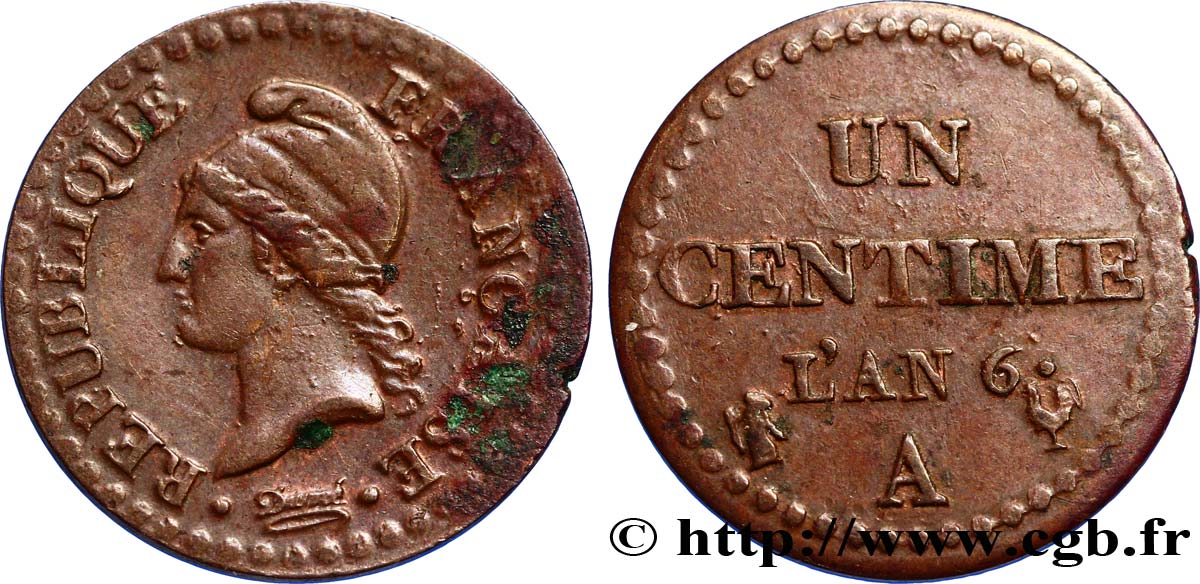 Un centime Dupré, 6 normal 1798 Paris F.100/3 TTB40