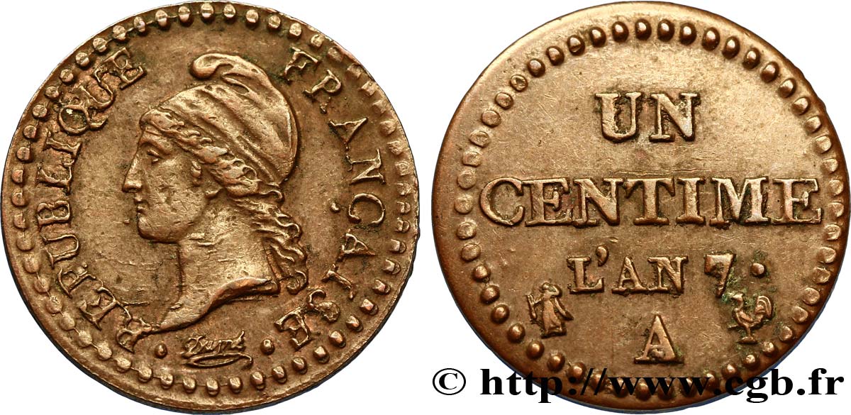 Un centime Dupré, 7 normal 1799 Paris F.100/15 TTB48
