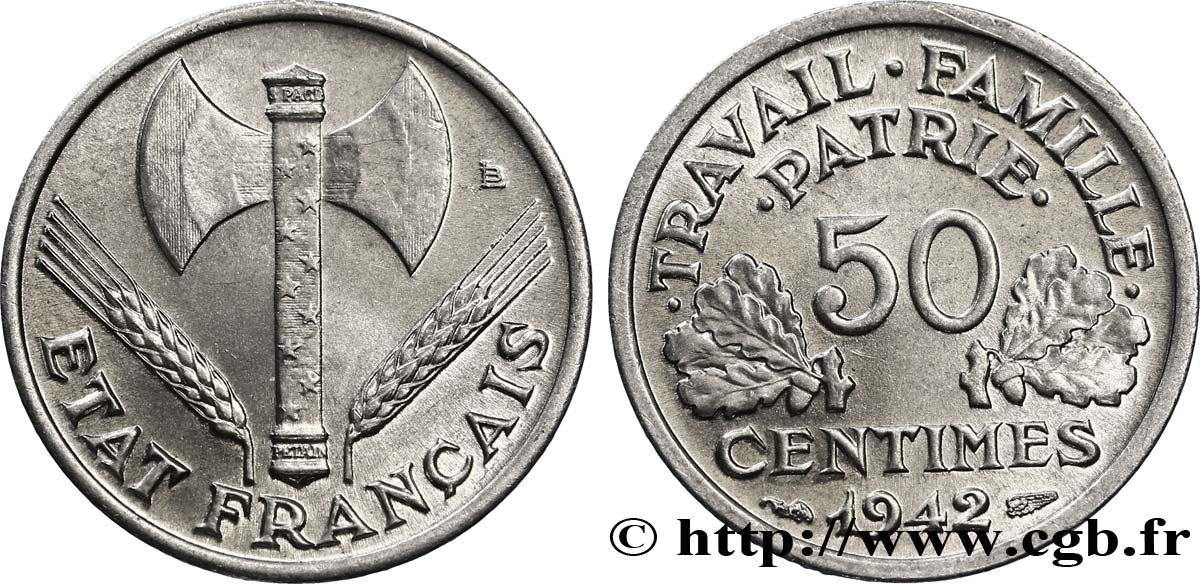 50 centimes Francisque, lourde 1942 F.195/3 SPL63