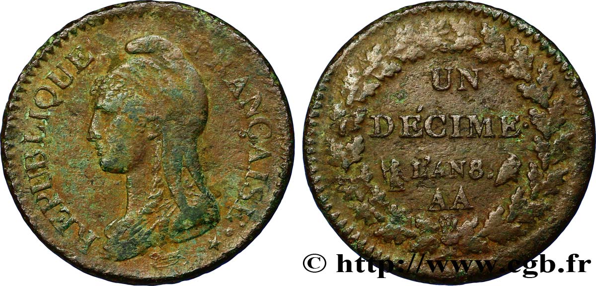 Un décime Dupré, grand module 1800 Metz F.129/54 S30