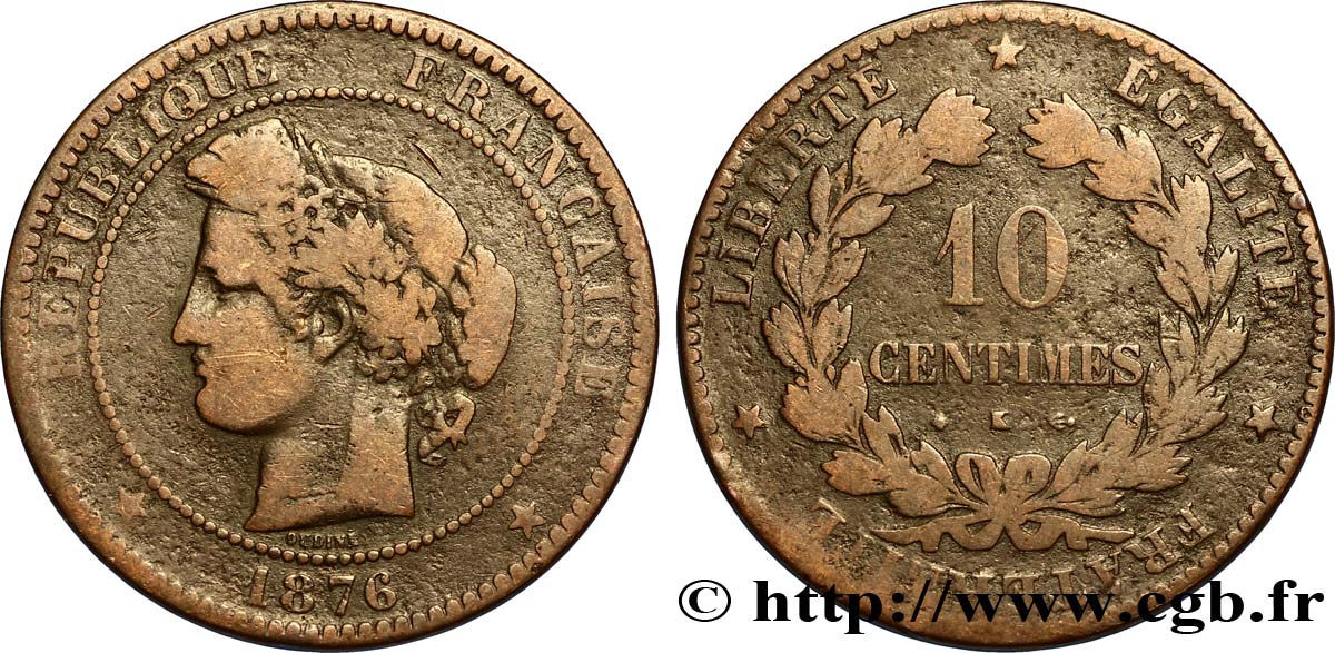 10 centimes Cérès 1876 Bordeaux F.135/17 B13