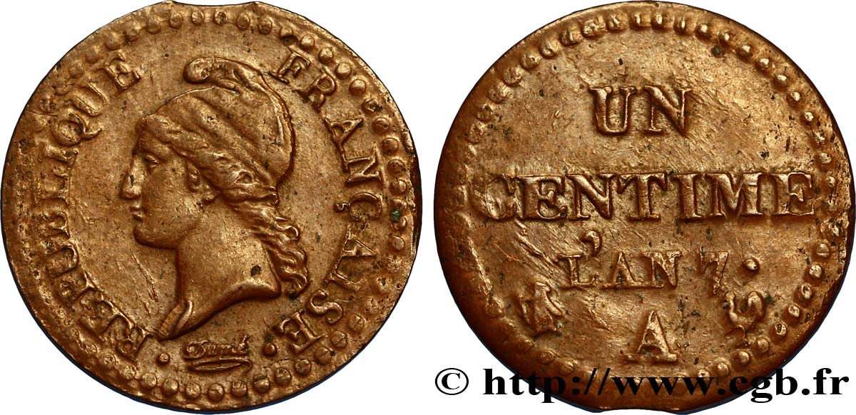 Un centime Dupré, grand 7 1799 Paris F.100/16 TTB48