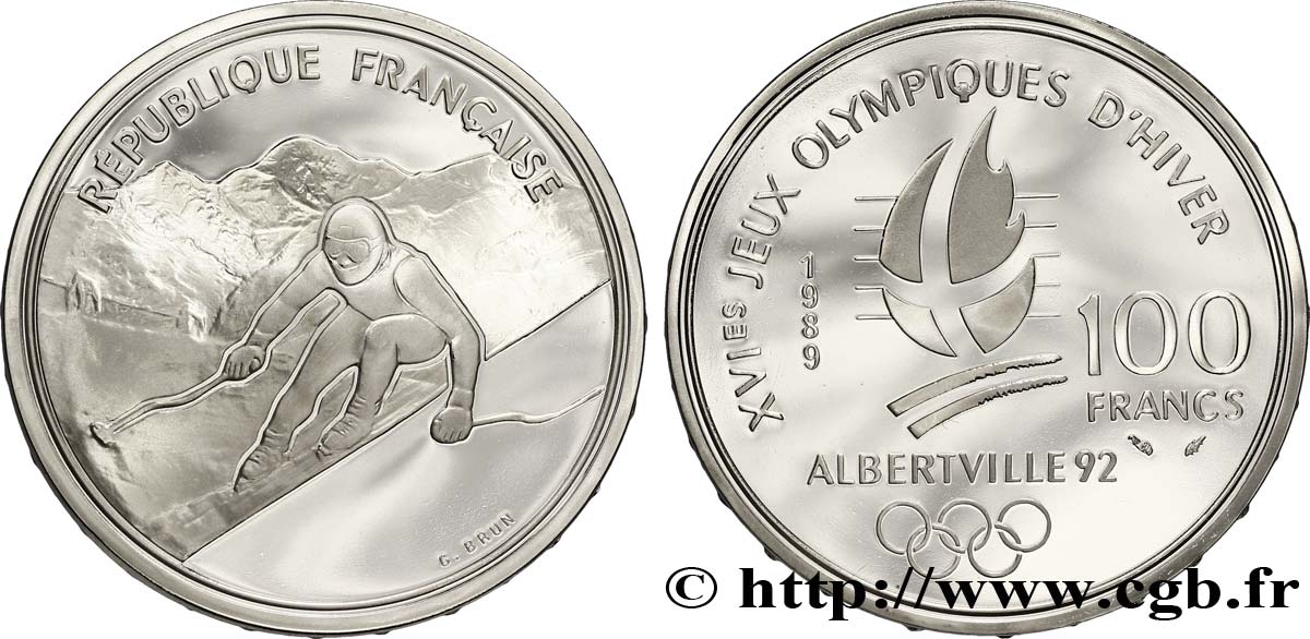 Belle Épreuve 100 francs - Ski Alpin / Descente du Mont-Blanc 1989 Paris F./ FDC70