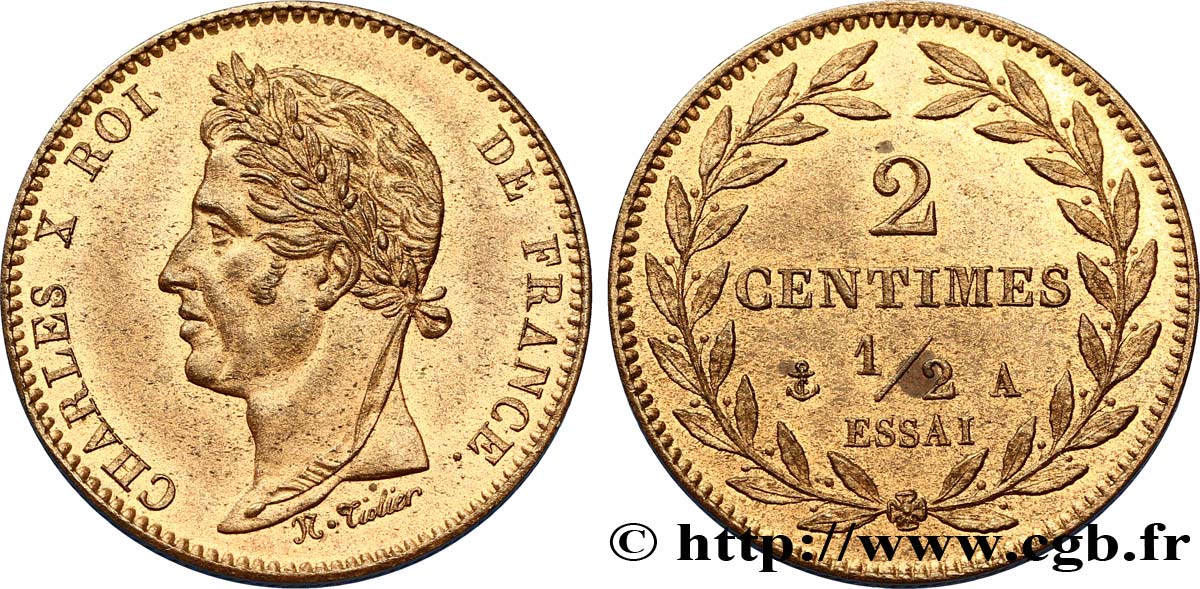 Essai de 2 centimes et demi en cuivre n.d. Paris VG.2618   SUP60 