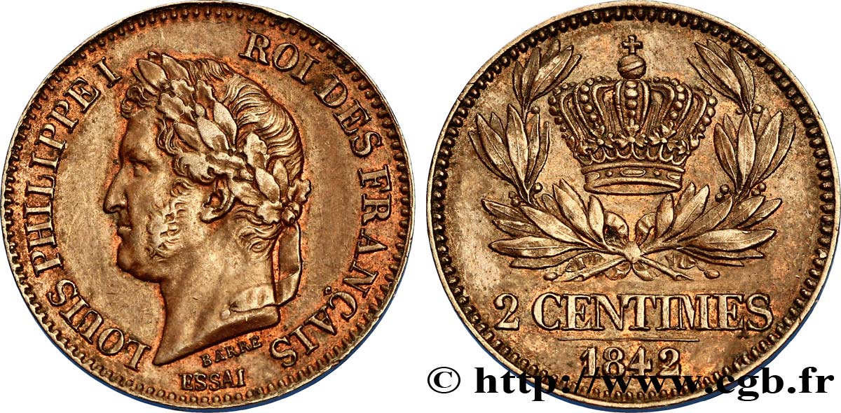 Essai de 2 centimes 1842 Paris VG.2935  SUP58 