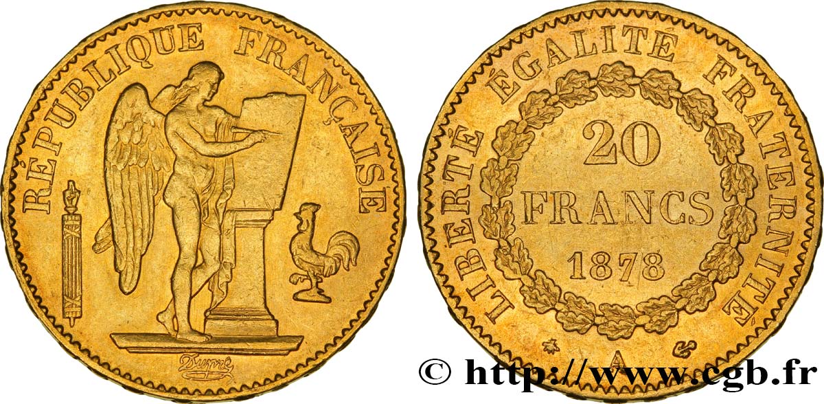 20 francs or Génie, Troisième République 1878 Paris F.533/6 BB48 