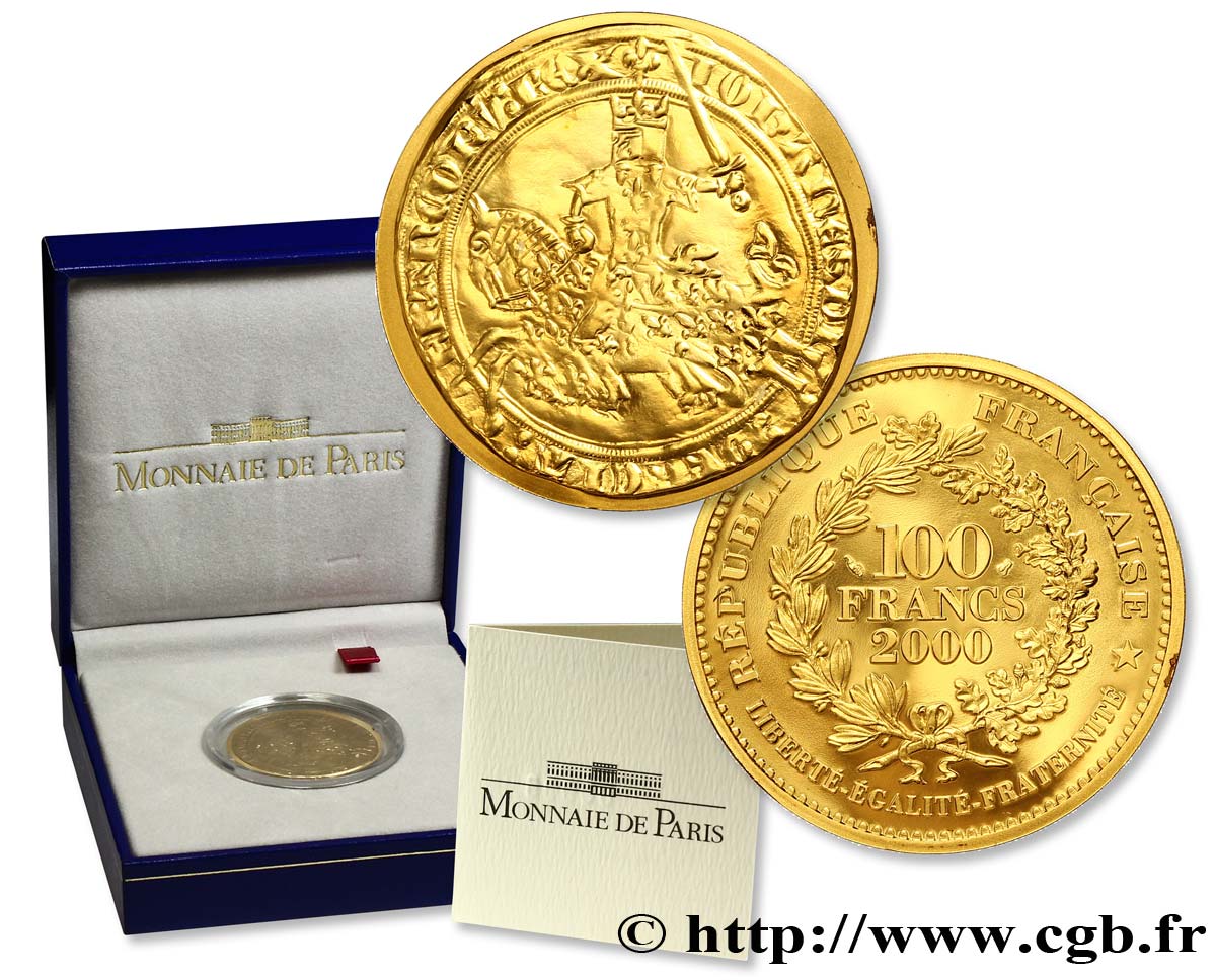 Belle Épreuve 100 Francs Or - Le Franc à Cheval de Jean II Le Bon - 1360 2000 Paris F.1690 1 MS 