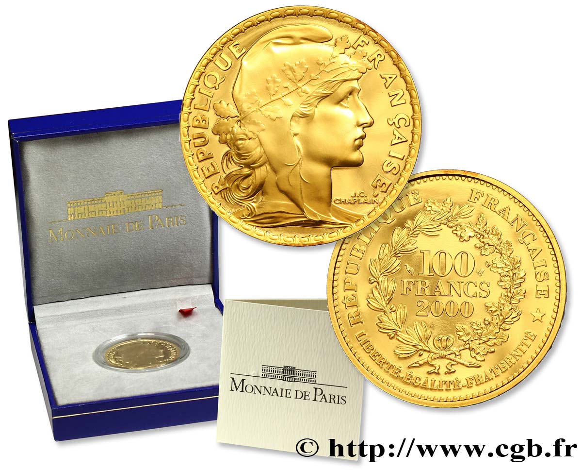 Belle Épreuve 100 Francs Or - Marianne de la IIIe République 2000 Paris F.1694 1 MS 