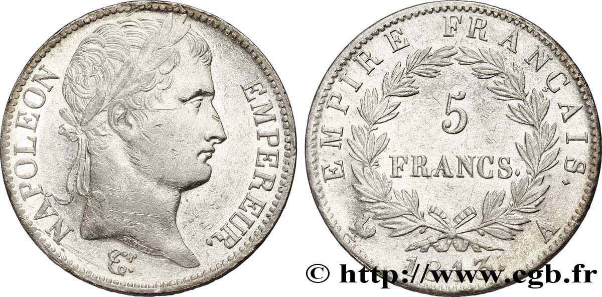 5 francs Napoléon Empereur, Empire français 1813 Paris F.307/58 SS50 