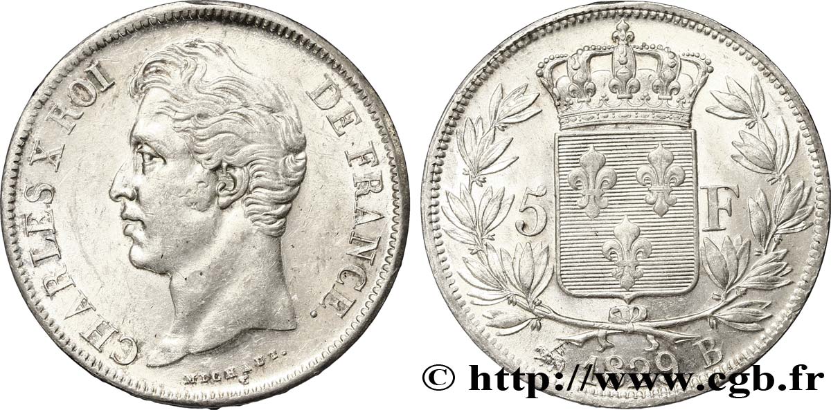 5 francs Charles X, 2e type 1829 Rouen F.311/28 SUP56