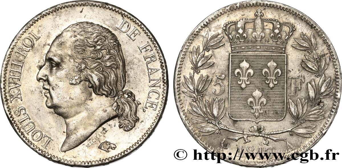 5 francs Louis XVIII, tête nue 1817 Paris F.309/14 TTB+ 