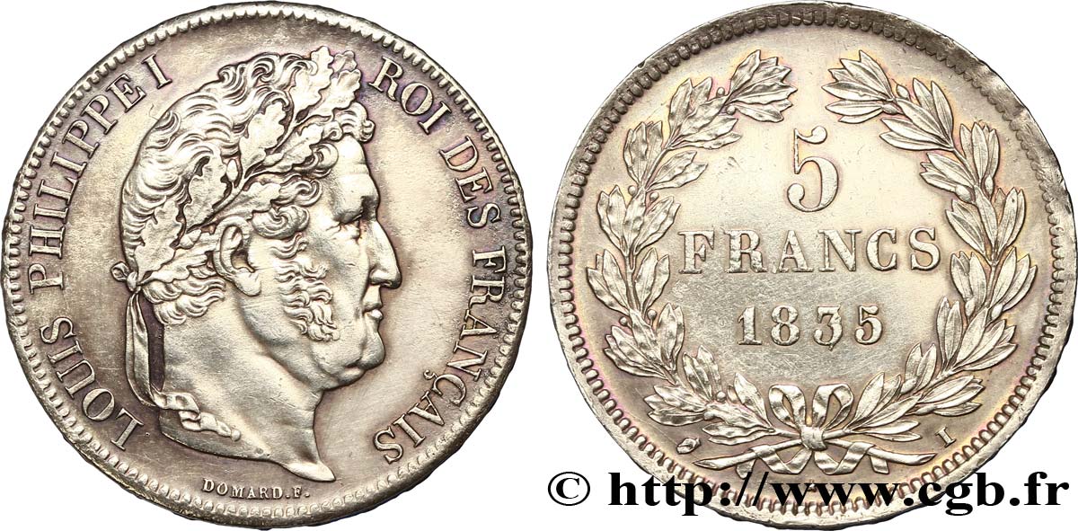 5 francs IIe type Domard 1835 Limoges F.324/47 AU50 