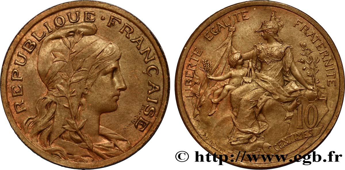 Pré-série de 10 centimes Daniel-Dupuis au ruban 1897  GEM.32 1 SUP58 