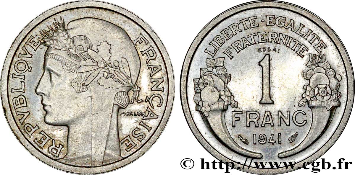 Essai de 1 franc Morlon, lourde 1941 Paris F.220/1 var. fST63 
