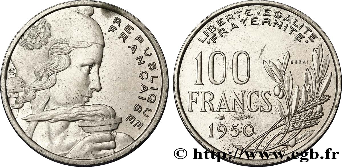 Concours de 100 francs, essai grand module par Cochet 1950 Paris Maz.2755 SUP60
