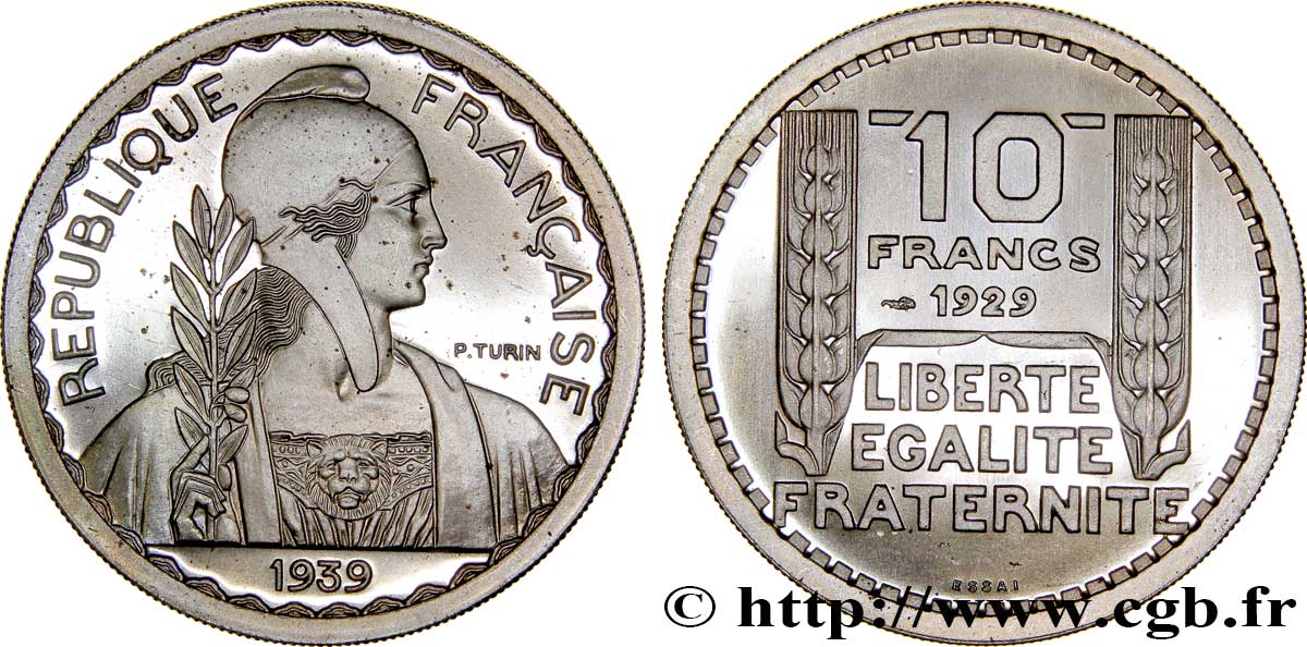 Essai hybride de 10 Francs Turin, grand module, listel large, 31 mm, 12 g, cupro-nickel n.d. Paris GEM.174 1 FDC66 