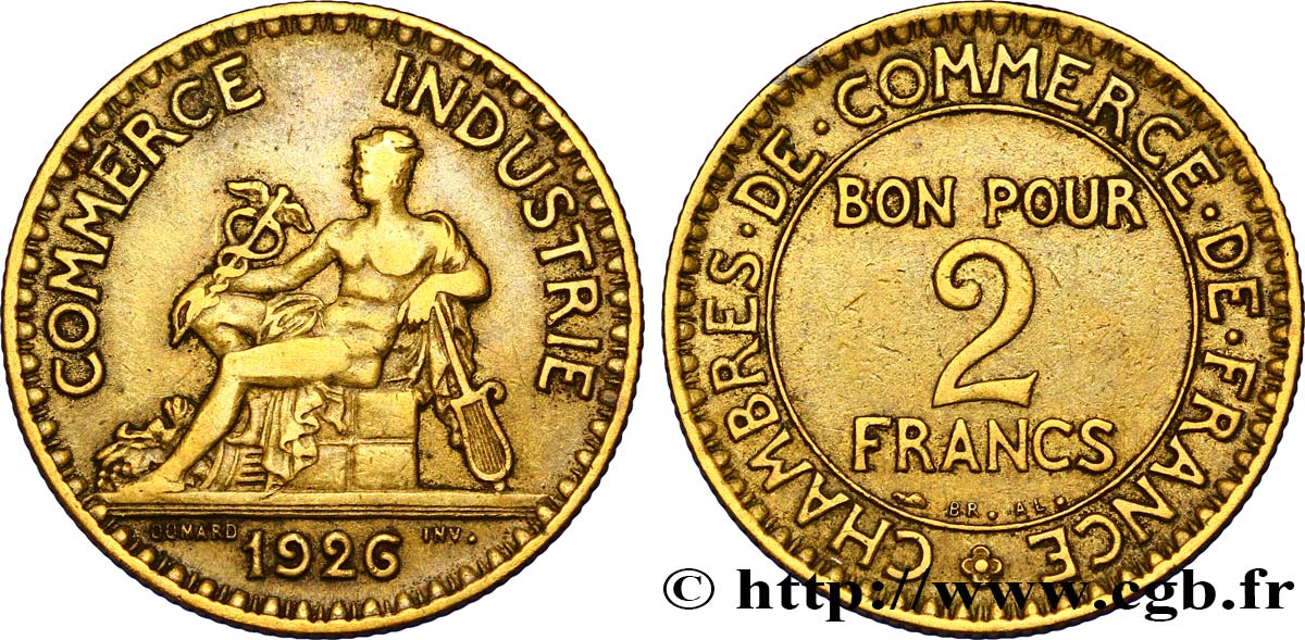 2 francs Chambres de Commerce 1926 F.267/8 TB30