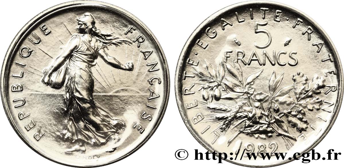5 francs Semeuse, nickel 1982 Pessac F.341/14 ST70