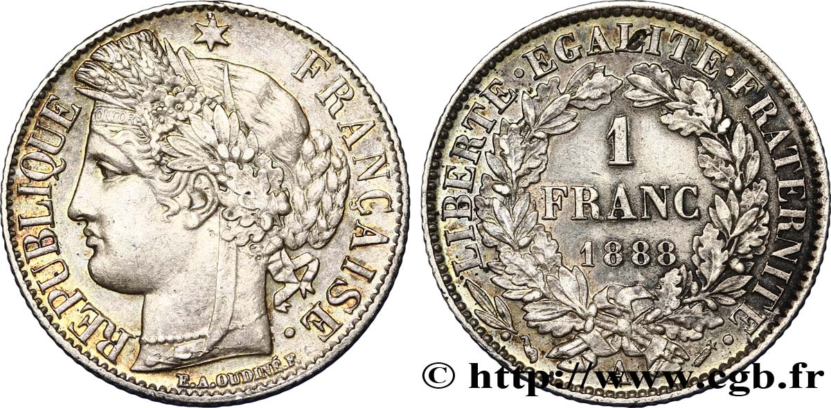 1 franc Cérès, IIIe République 1888 Paris F.216/10 SUP60 
