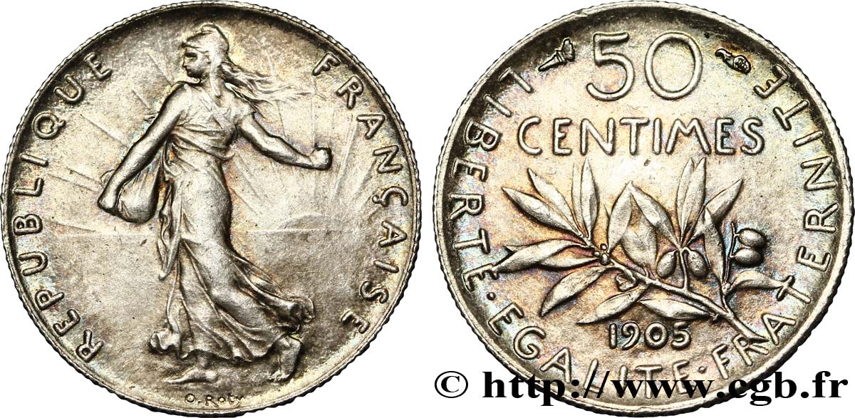 50 centimes Semeuse 1905 Paris F.190/12 MS63 