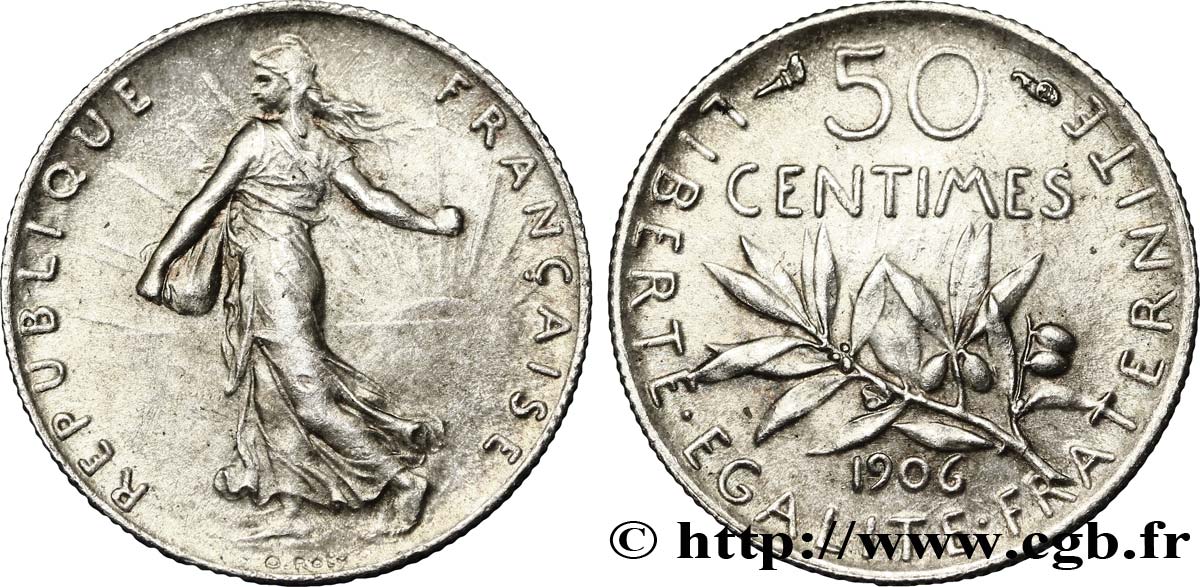 50 centimes Semeuse 1906 Paris F.190/13 SUP60
