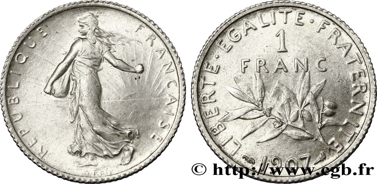 1 franc Semeuse 1907 F.217/12 SUP60