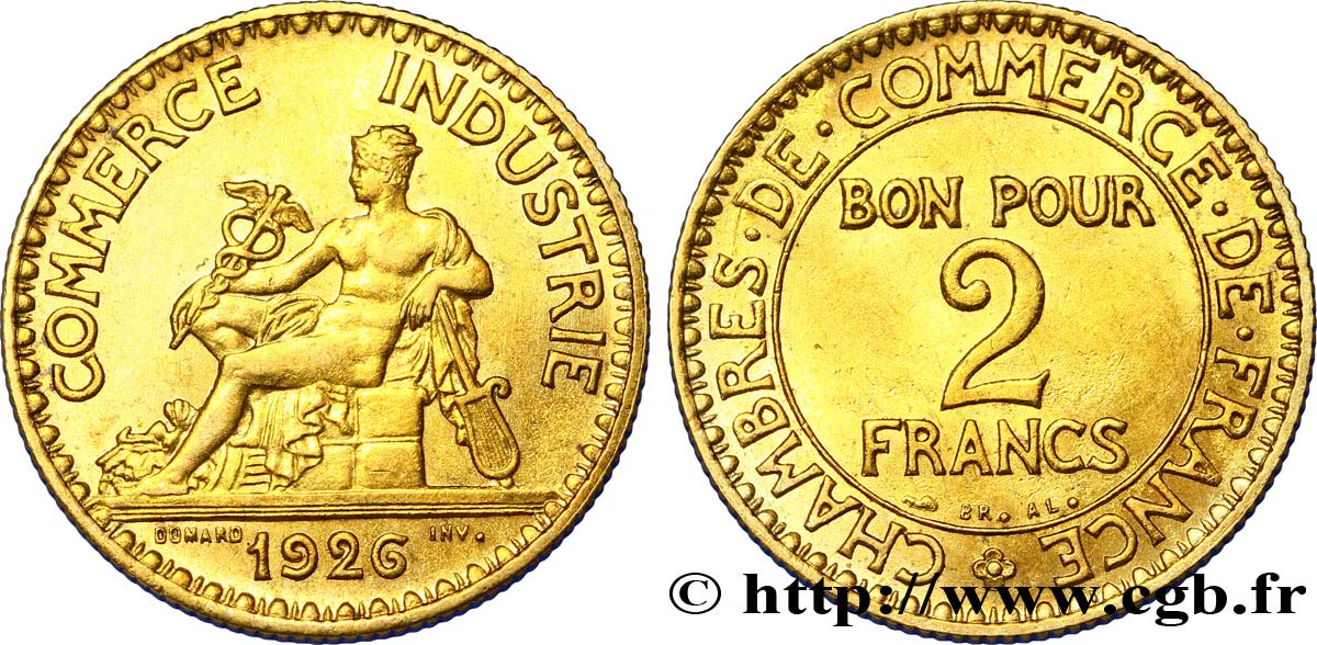 2 francs Chambres de Commerce 1926 F.267/8 MS63