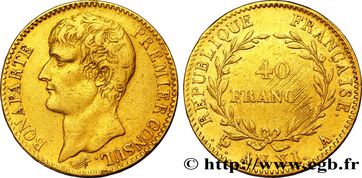 40 francs or Bonaparte Premier Consul 1803 Paris F.536/1 MBC40 
