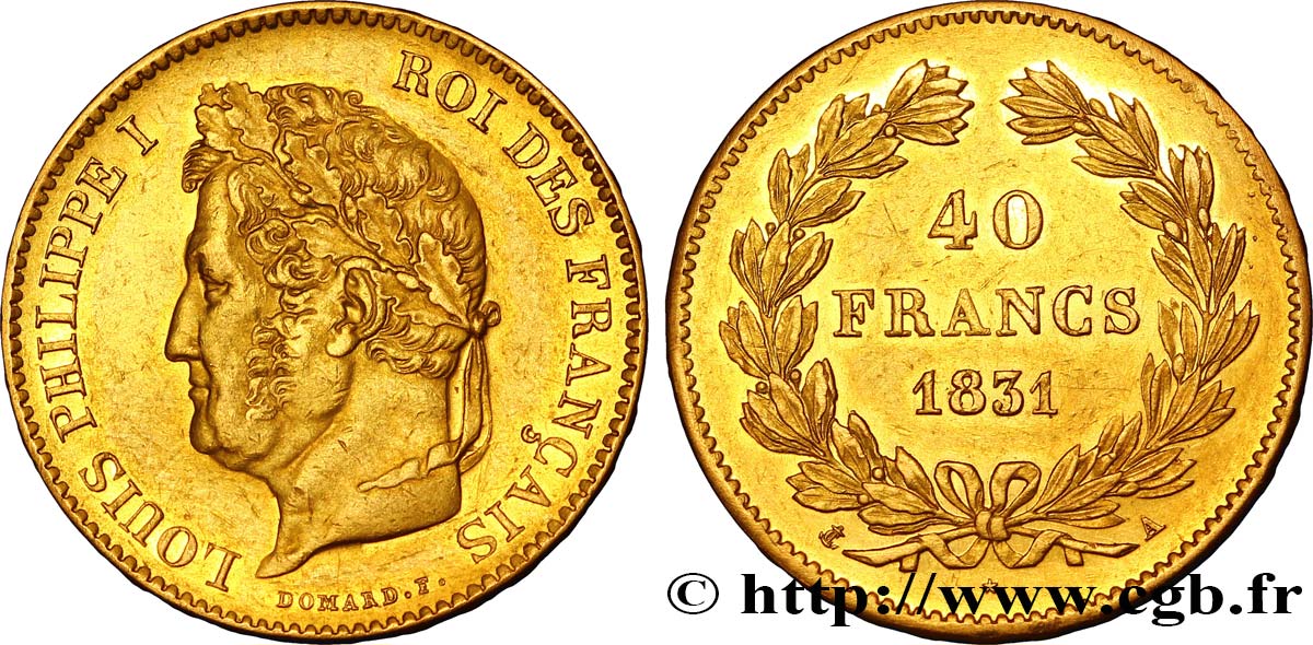 40 francs or Louis-Philippe 1831 Paris F.546/1 XF48 