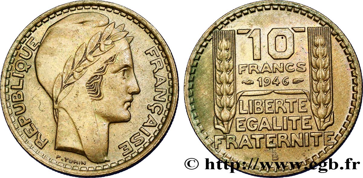 10 francs Turin, grosse tête, rameaux longs 1946 Beaumont-Le-Roger F.361/4 XF48
