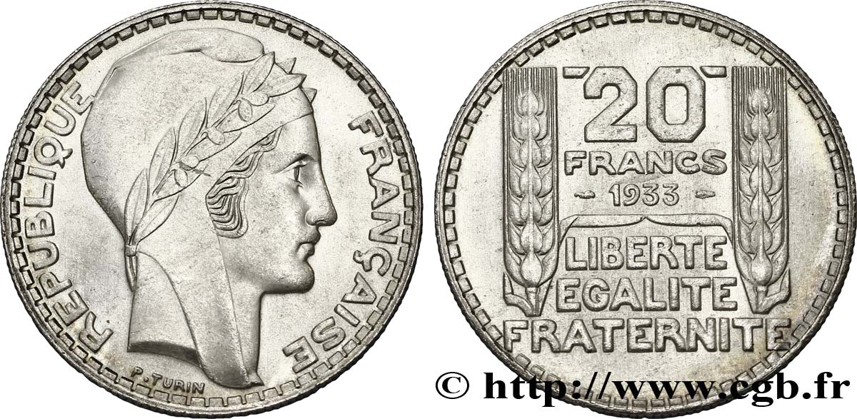 20 francs Turin, rameaux longs 1933 F.400/4 VZ62