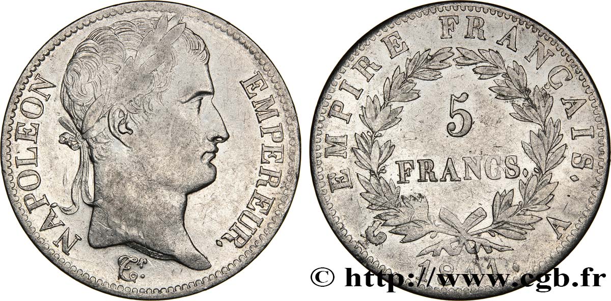 5 francs Napoléon Empereur, Empire français 1811 Paris F.307/27 var. TTB45 