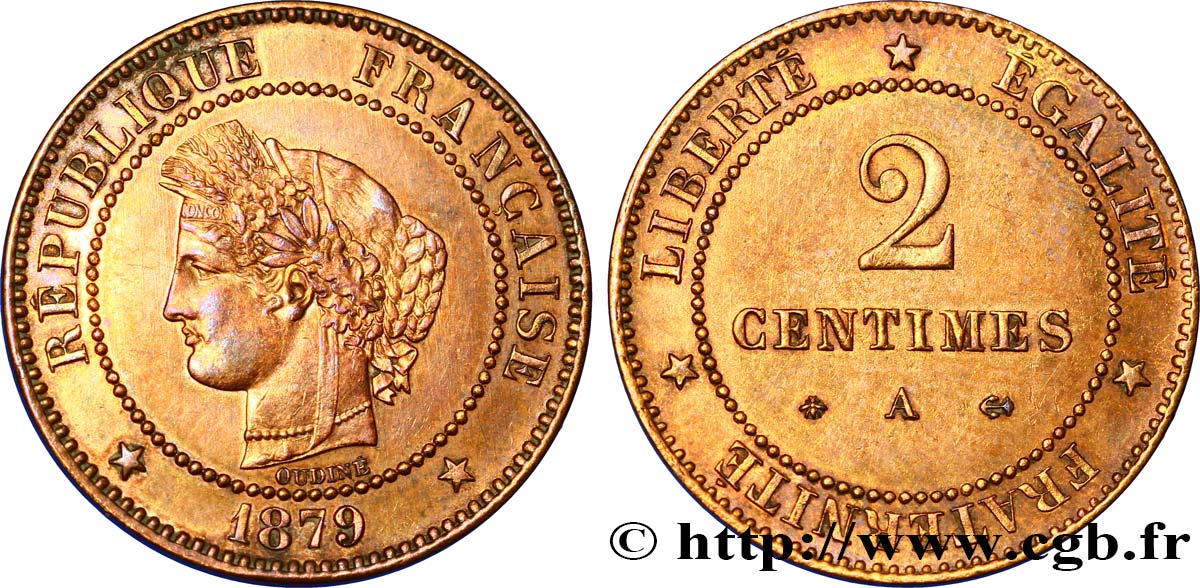 2 centimes Cérès 1879 Paris F.109/5 EBC55 