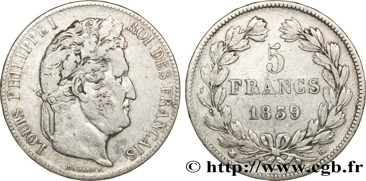 5 francs IIe type Domard 1839 Strasbourg F.324/77 TB20 