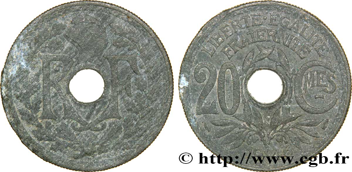 20 centimes Lindauer Zinc 1946  F.155/5 VF30 