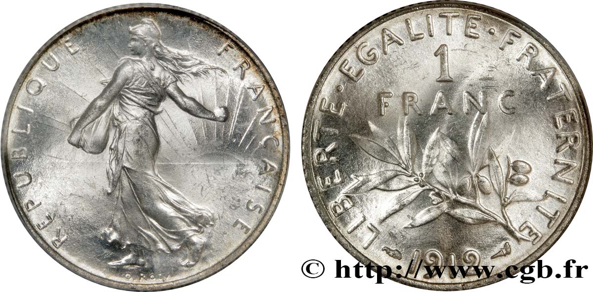 1 franc Semeuse 1912 Paris F.217/17 MS65 