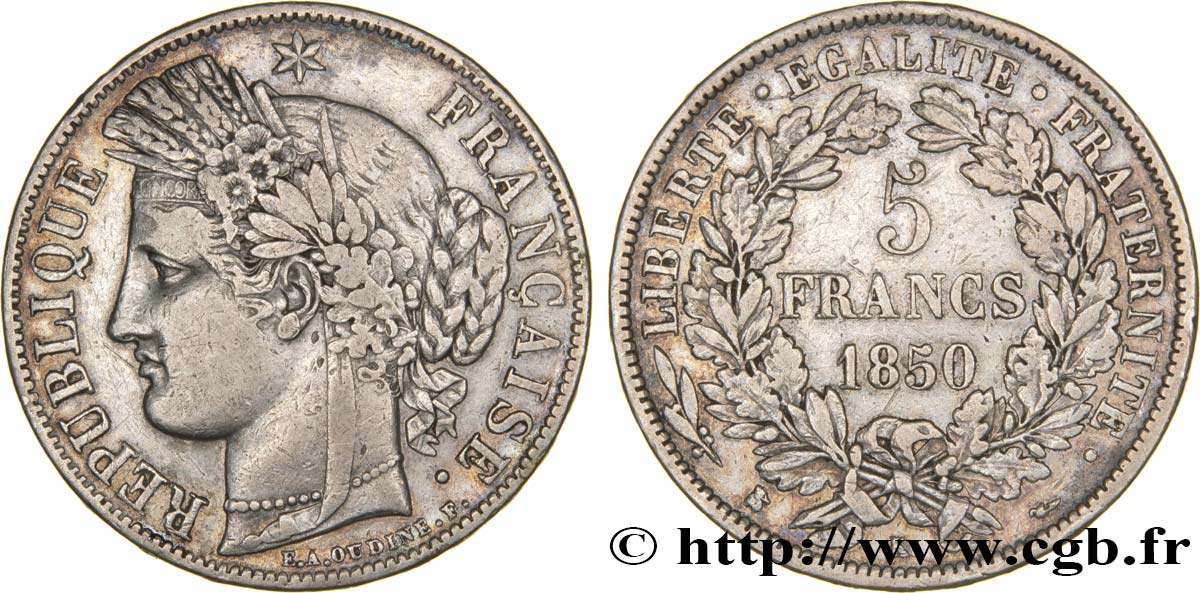 5 francs Cérès, IIe République 1850 Bordeaux F.327/6 TB35 