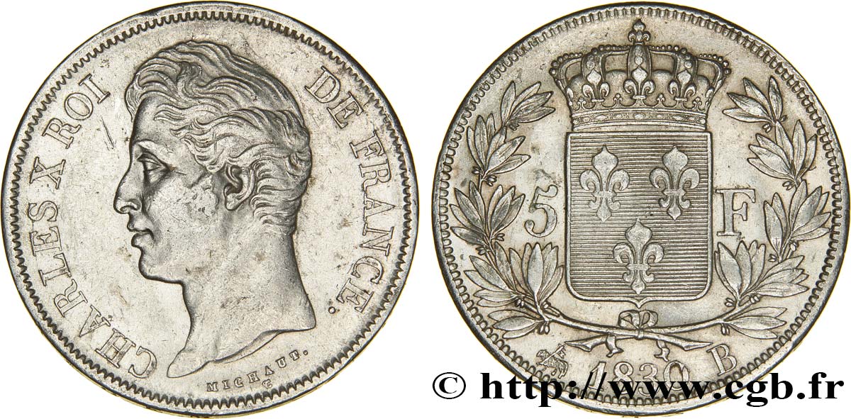 5 francs Charles X, 2e type 1830 Rouen F.311/41 TTB52 