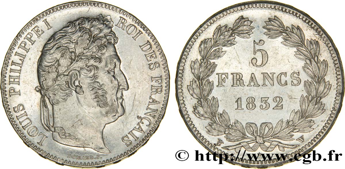 5 francs IIe type Domard 1832 Lille F.324/13 SUP58 