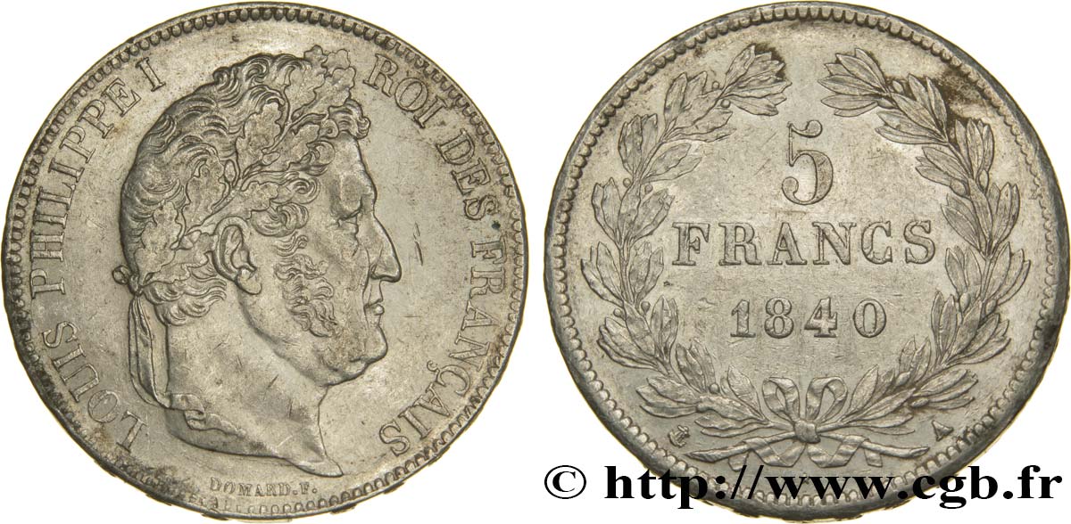 5 francs IIe type Domard 1840 Paris F.324/83 TTB50 